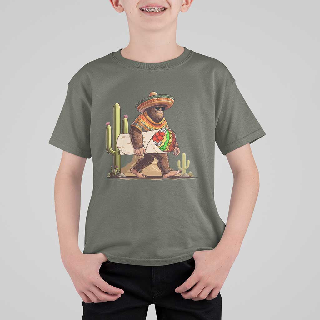 Funny Cinco De Mayo Bigfoot Burrito Lover Gift T Shirt For Kid