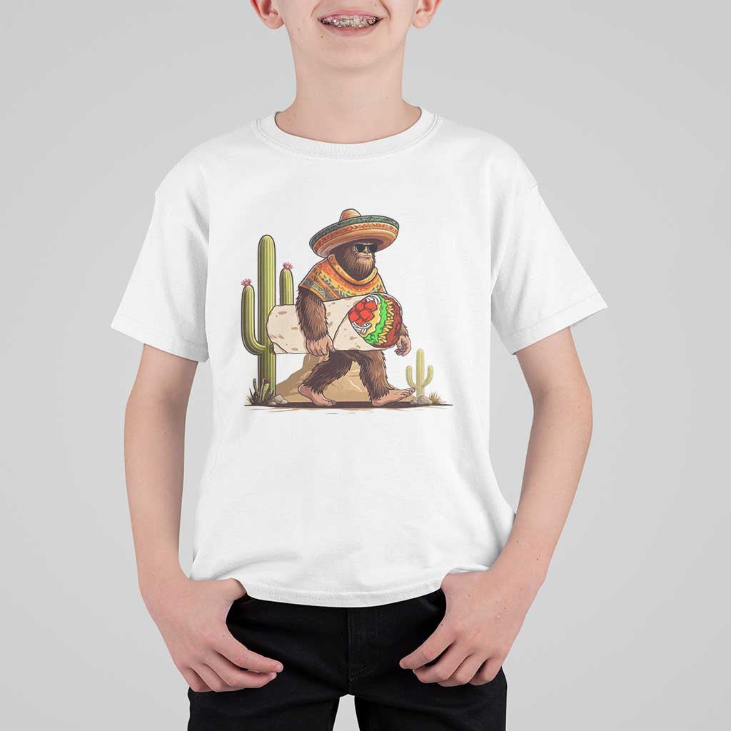 Funny Cinco De Mayo Bigfoot Burrito Lover Gift T Shirt For Kid