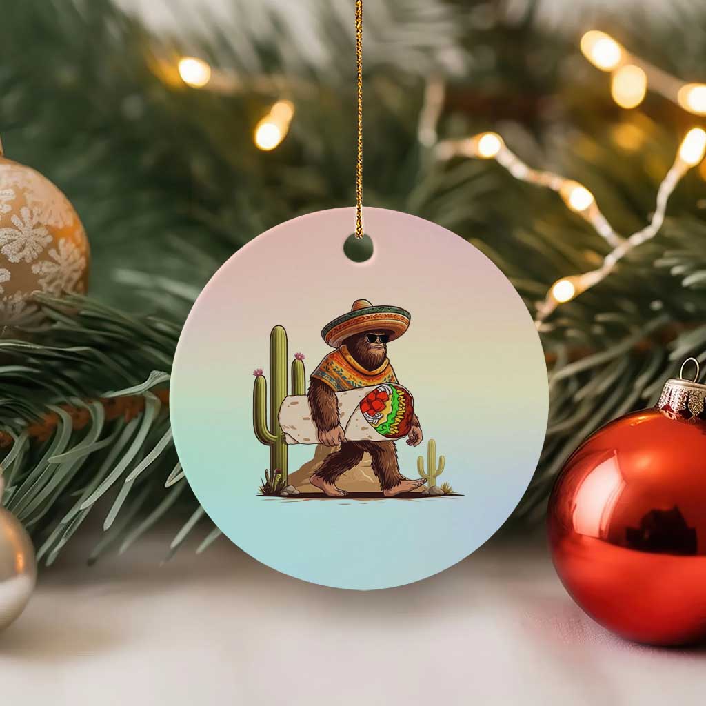 Funny Cinco De Mayo Bigfoot Burrito Lover Gift Ceramic Ornament