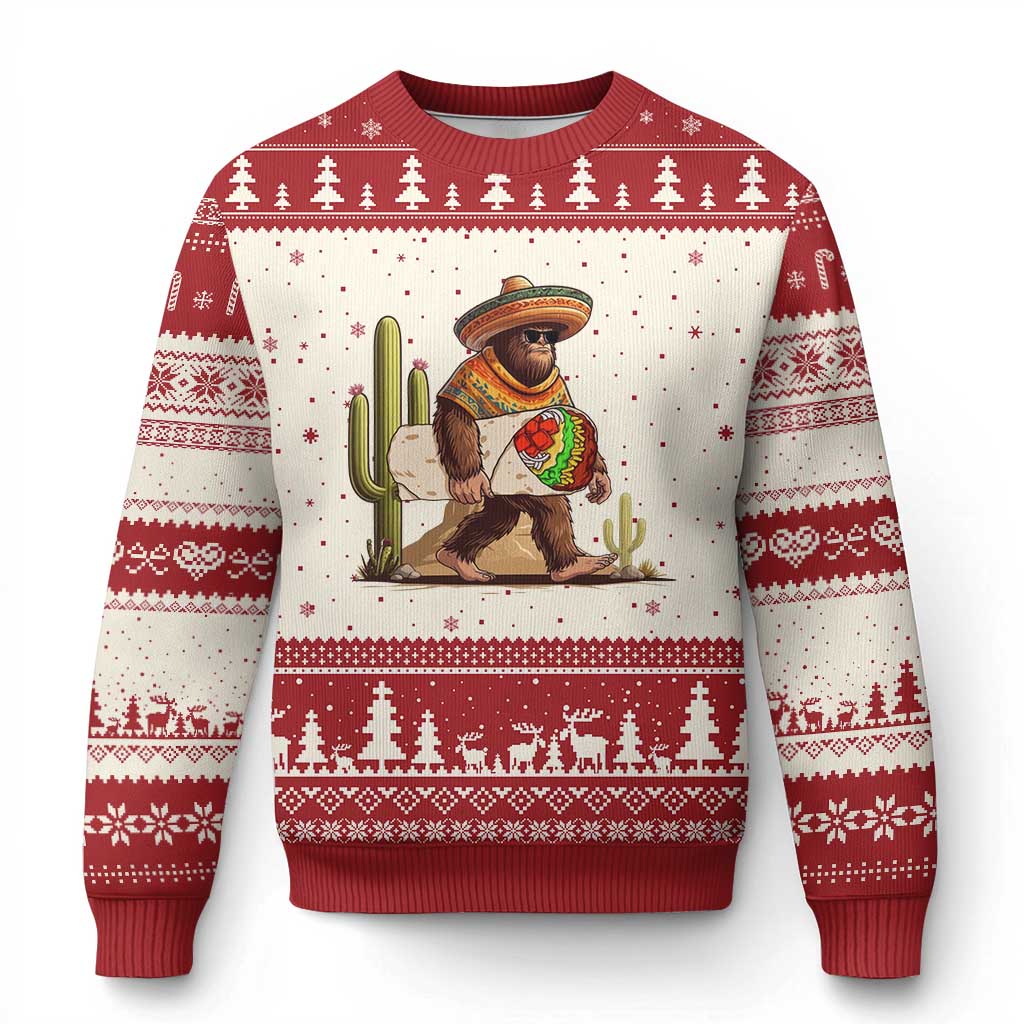 Funny Cinco De Mayo Bigfoot Burrito Lover Gift Ugly Christmas Sweater
