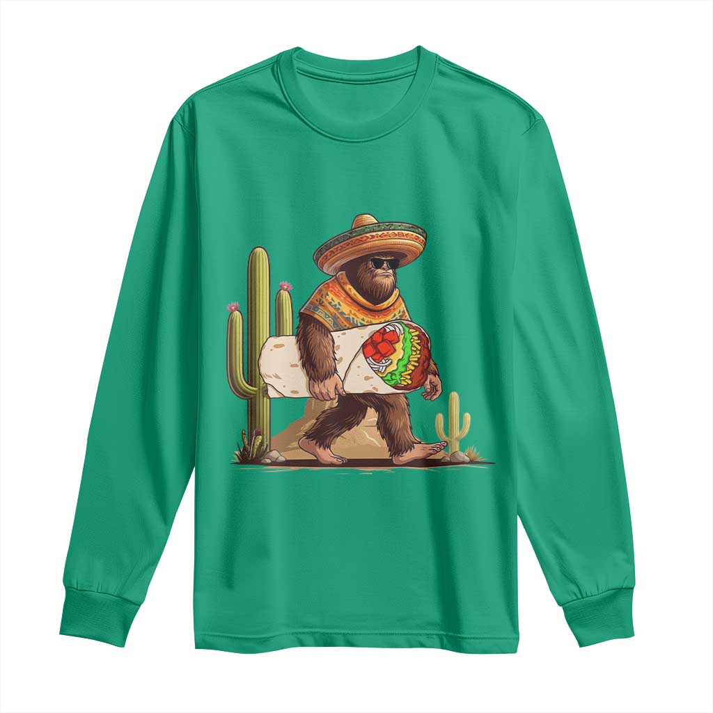 Funny Cinco De Mayo Bigfoot Burrito Lover Gift Long Sleeve Shirt