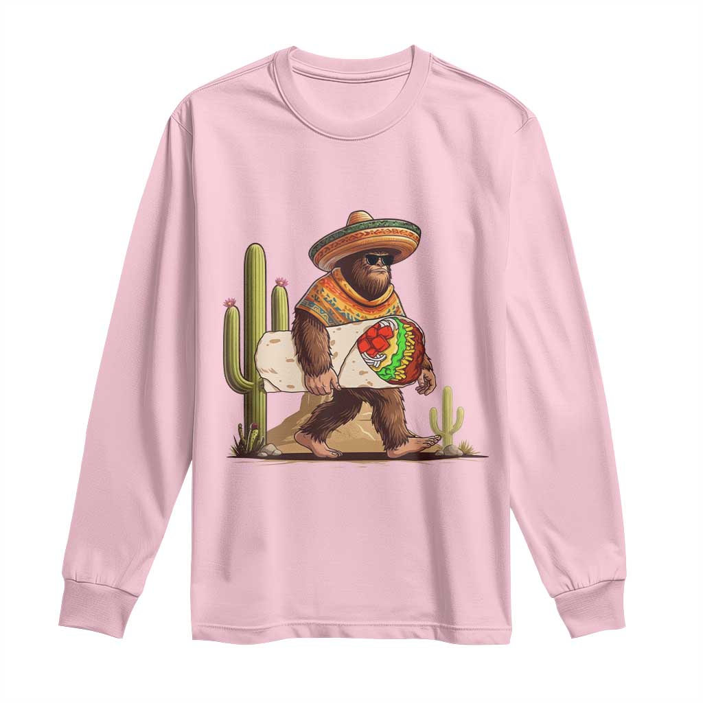 Funny Cinco De Mayo Bigfoot Burrito Lover Gift Long Sleeve Shirt