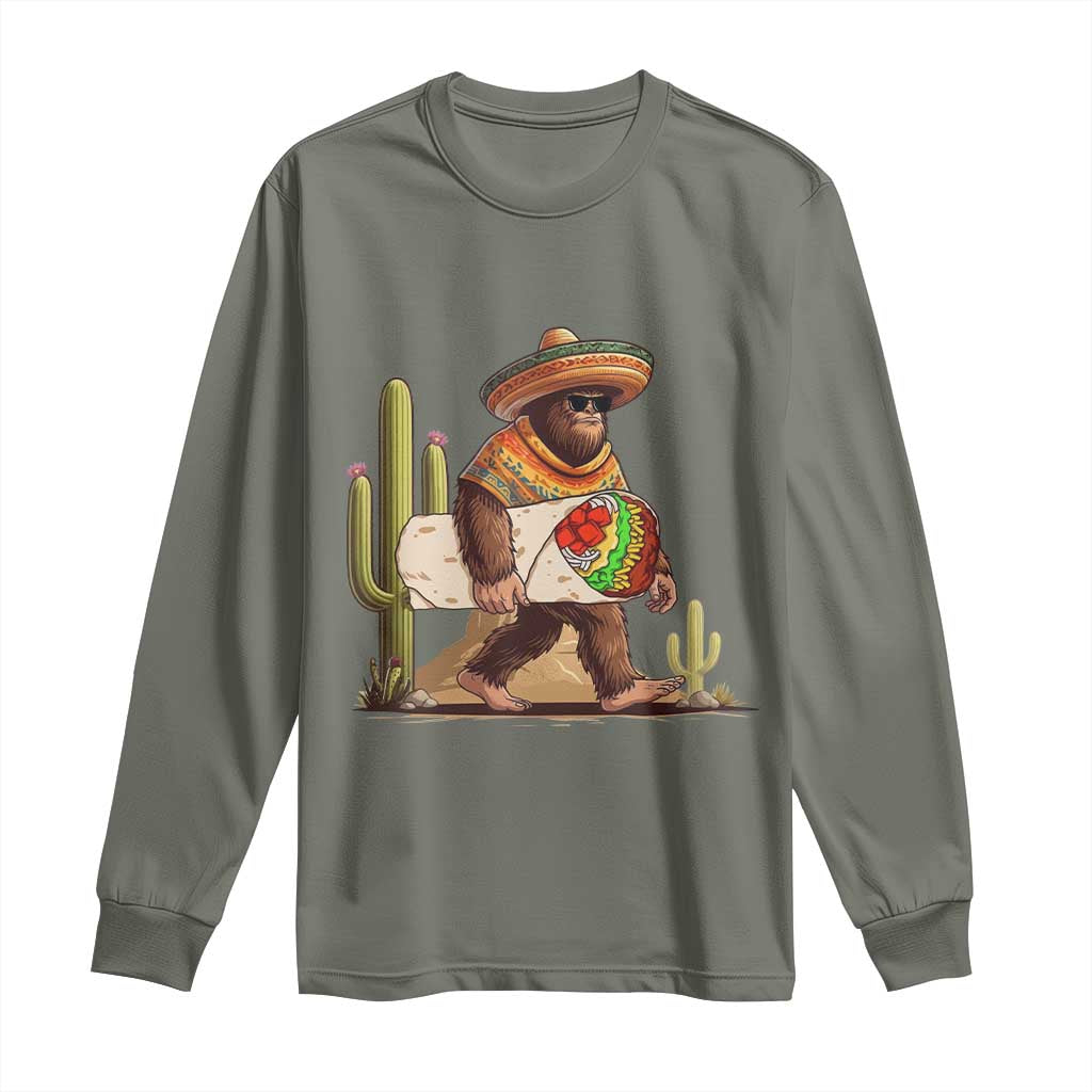 Funny Cinco De Mayo Bigfoot Burrito Lover Gift Long Sleeve Shirt