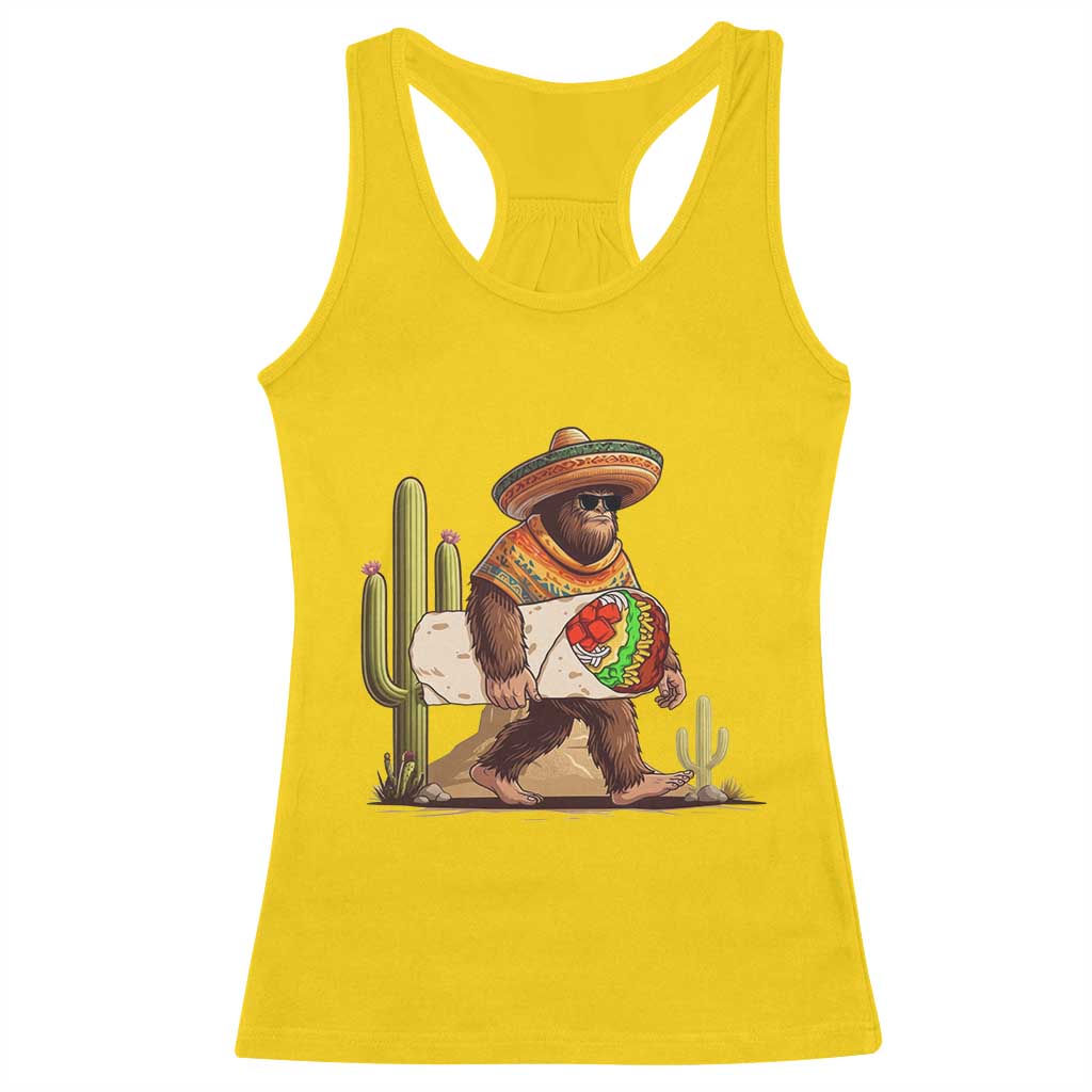 Funny Cinco De Mayo Bigfoot Burrito Lover Gift Racerback Tank Top
