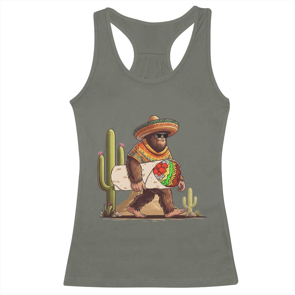 Funny Cinco De Mayo Bigfoot Burrito Lover Gift Racerback Tank Top