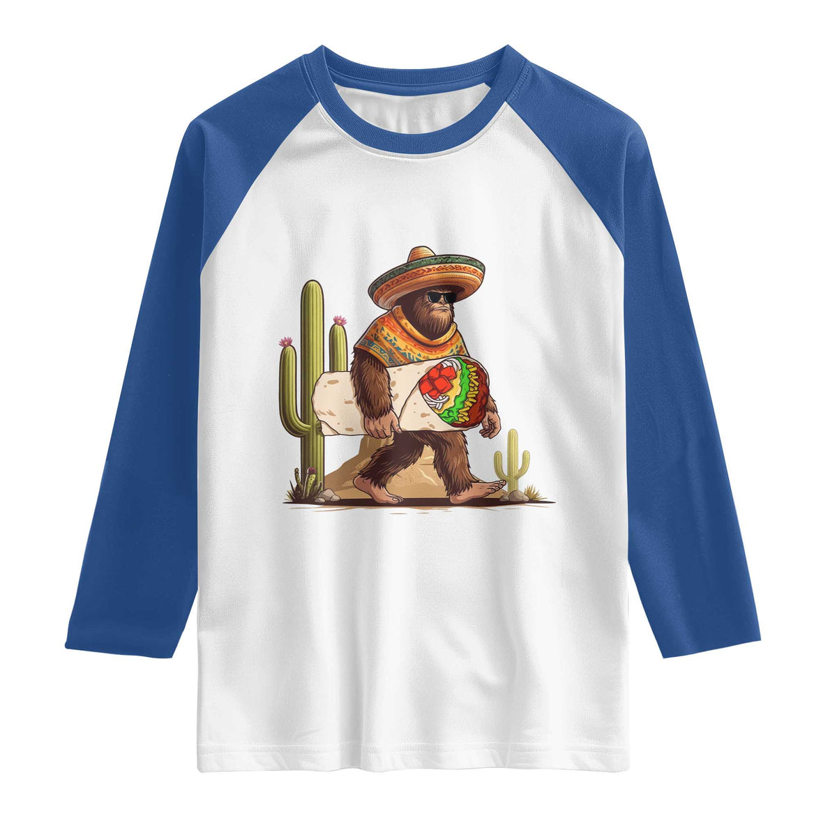 Funny Cinco De Mayo Bigfoot Burrito Lover Gift Raglan Shirt
