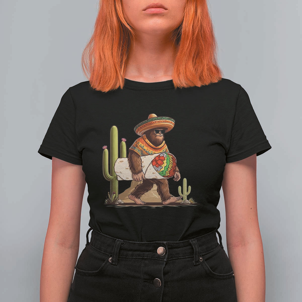 Funny Cinco De Mayo Bigfoot Burrito Lover Gift T Shirt For Women
