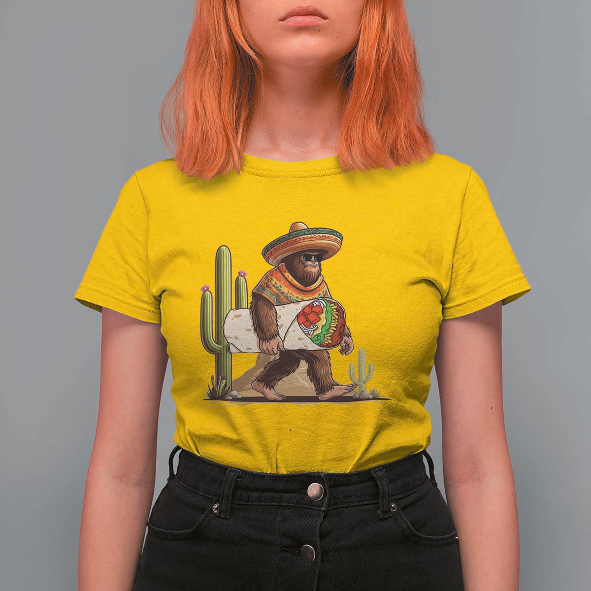 Funny Cinco De Mayo Bigfoot Burrito Lover Gift T Shirt For Women