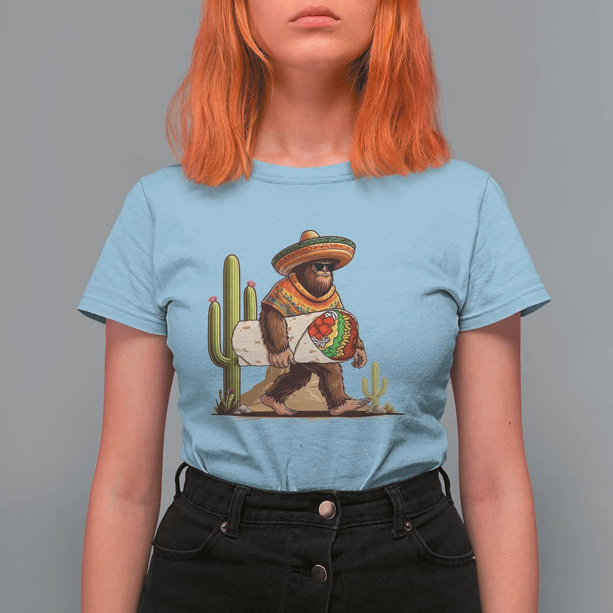 Funny Cinco De Mayo Bigfoot Burrito Lover Gift T Shirt For Women