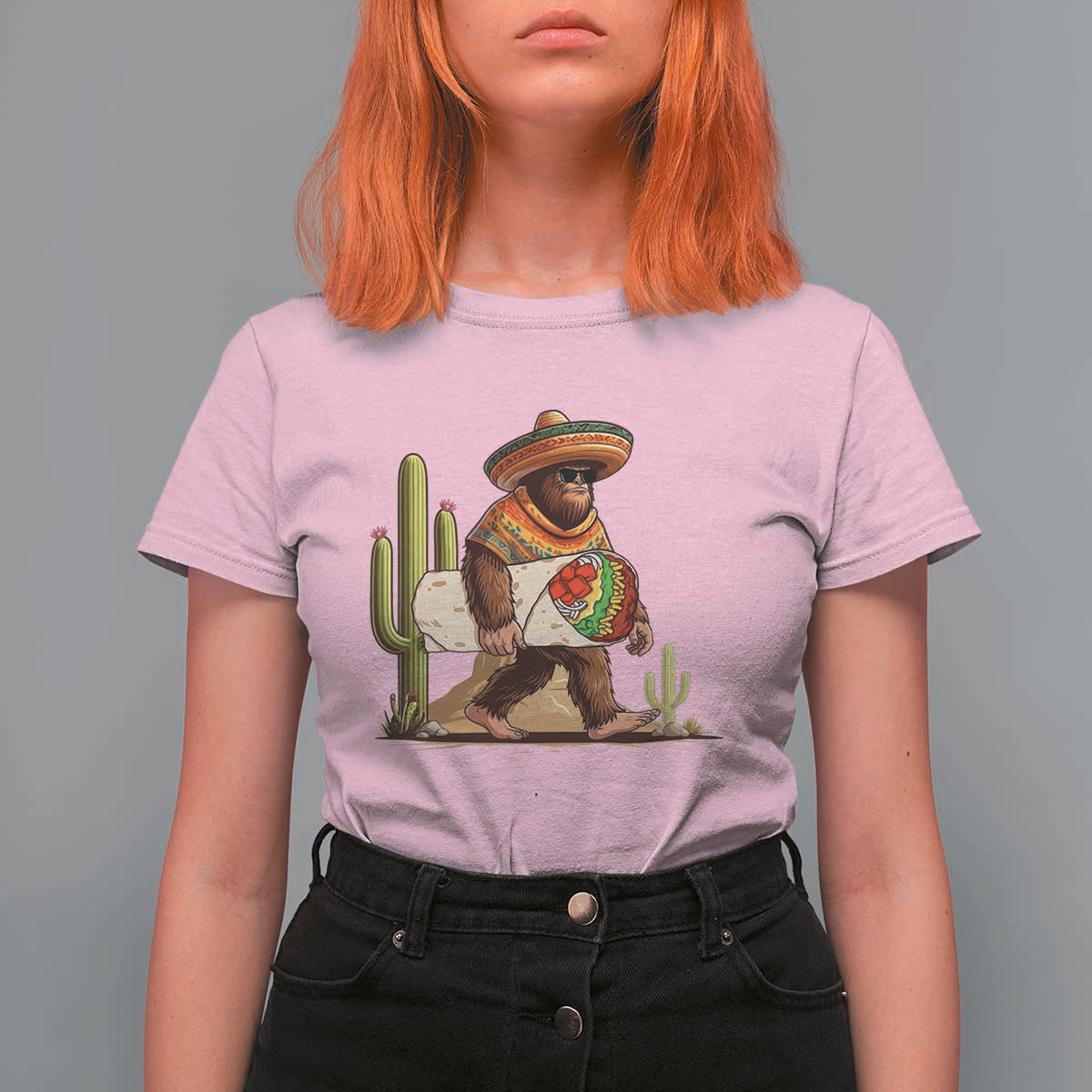 Funny Cinco De Mayo Bigfoot Burrito Lover Gift T Shirt For Women