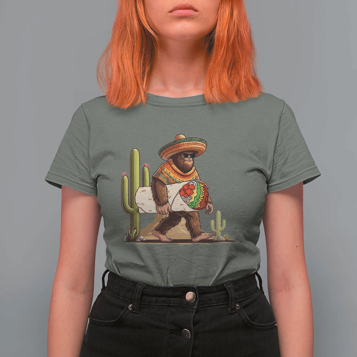 Funny Cinco De Mayo Bigfoot Burrito Lover Gift T Shirt For Women