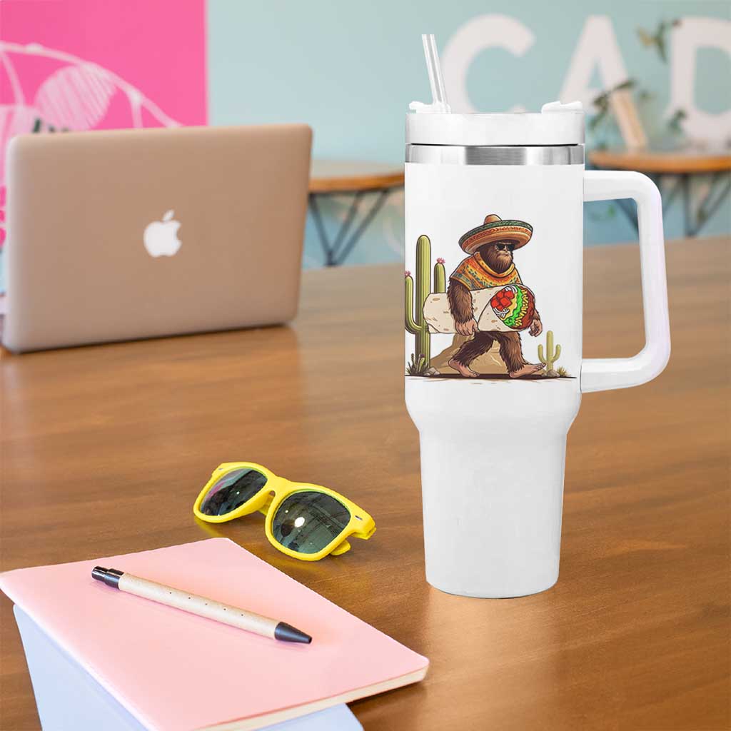 Funny Cinco De Mayo Bigfoot Burrito Lover Gift Tumbler With Handle