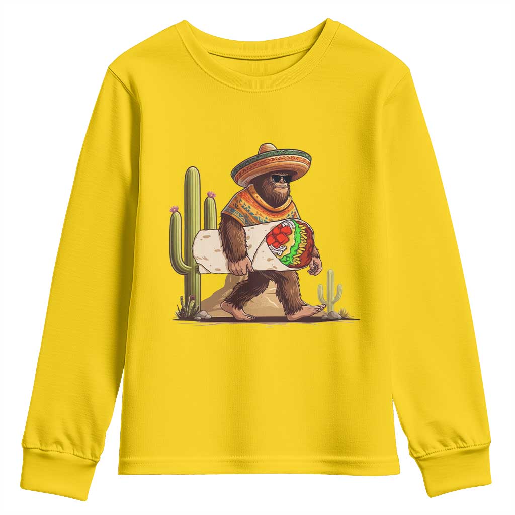 Funny Cinco De Mayo Bigfoot Burrito Lover Gift Youth Sweatshirt