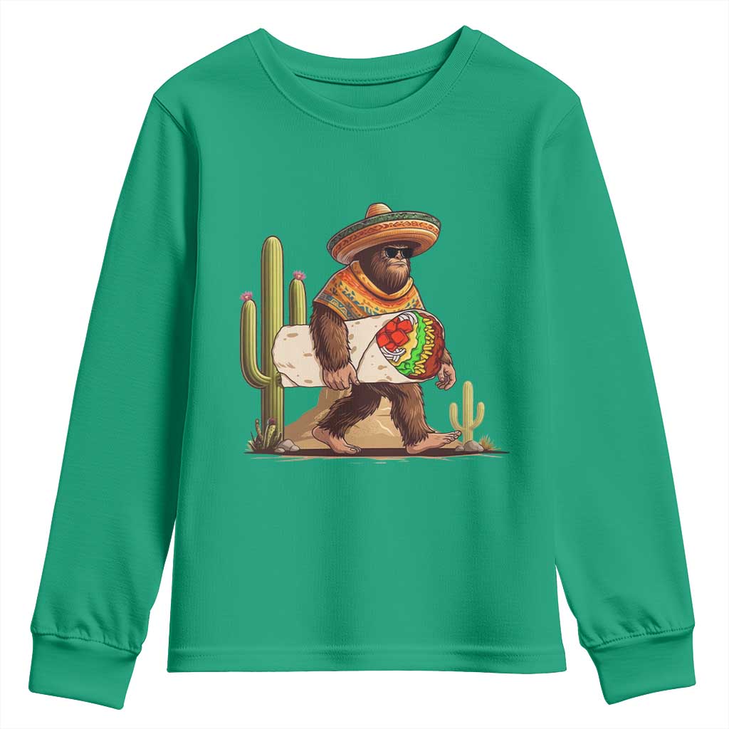 Funny Cinco De Mayo Bigfoot Burrito Lover Gift Youth Sweatshirt