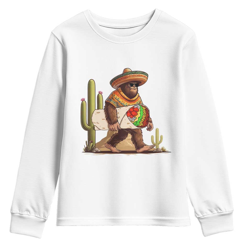 Funny Cinco De Mayo Bigfoot Burrito Lover Gift Youth Sweatshirt