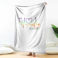 Nurse Heartbeat Rainbow Heart LGBTQ Pride Throw Blanket Medical Professional Support