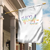 Nurse Heartbeat Rainbow Heart LGBTQ Pride Garden Flag Medical Professional Support