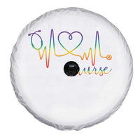 Nurse Heartbeat Rainbow Heart LGBTQ Pride Spare Tire Cover Medical Professional Support