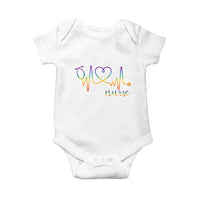Nurse Heartbeat Rainbow Heart LGBTQ Pride Baby Onesie Medical Professional Support