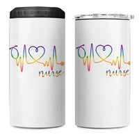 Nurse Heartbeat Rainbow Heart LGBTQ Pride 4 in 1 Can Cooler Tumbler Medical Professional Support