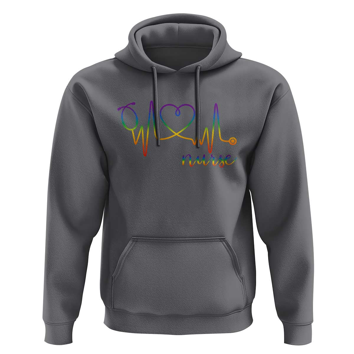 Nurse Heartbeat Rainbow Heart LGBTQ Pride Hoodie Medical Professional Support