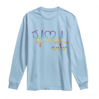 Nurse Heartbeat Rainbow Heart LGBTQ Pride Long Sleeve Shirt Medical Professional Support