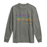 Nurse Heartbeat Rainbow Heart LGBTQ Pride Long Sleeve Shirt Medical Professional Support