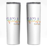Nurse Heartbeat Rainbow Heart LGBTQ Pride Skinny Tumbler Medical Professional Support