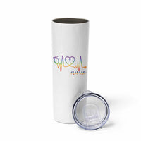 Nurse Heartbeat Rainbow Heart LGBTQ Pride Skinny Tumbler Medical Professional Support