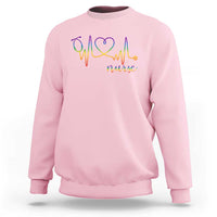 Nurse Heartbeat Rainbow Heart LGBTQ Pride Sweatshirt Medical Professional Support