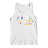 Nurse Heartbeat Rainbow Heart LGBTQ Pride Tank Top Medical Professional Support