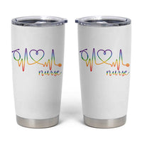 Nurse Heartbeat Rainbow Heart LGBTQ Pride Tumbler Cup Medical Professional Support