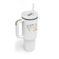 Nurse Heartbeat Rainbow Heart LGBTQ Pride Tumbler With Handle Medical Professional Support