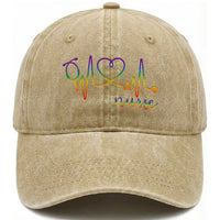 Nurse Heartbeat Rainbow Heart LGBTQ Pride Washed Cotton Baseball Cap Medical Professional Support