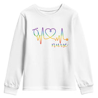 Nurse Heartbeat Rainbow Heart LGBTQ Pride Youth Sweatshirt Medical Professional Support