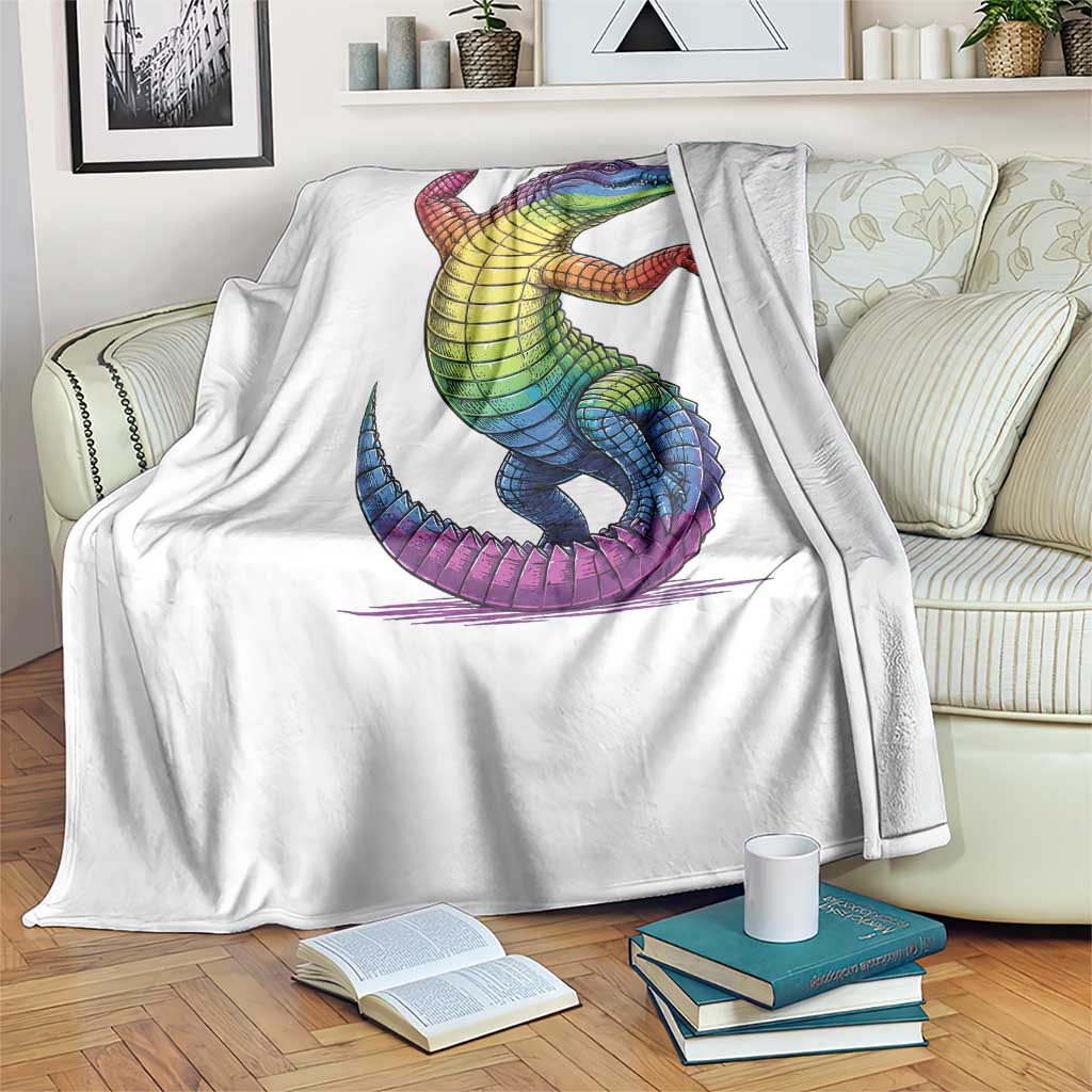 Funny Rainbow Gator LGBTQ Pride Support Throw Blanket