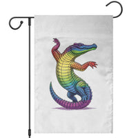 Funny Rainbow Gator LGBTQ Pride Support Garden Flag