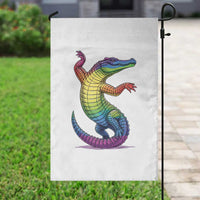 Funny Rainbow Gator LGBTQ Pride Support Garden Flag