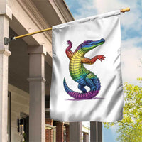 Funny Rainbow Gator LGBTQ Pride Support Garden Flag