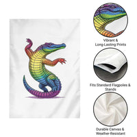 Funny Rainbow Gator LGBTQ Pride Support Garden Flag