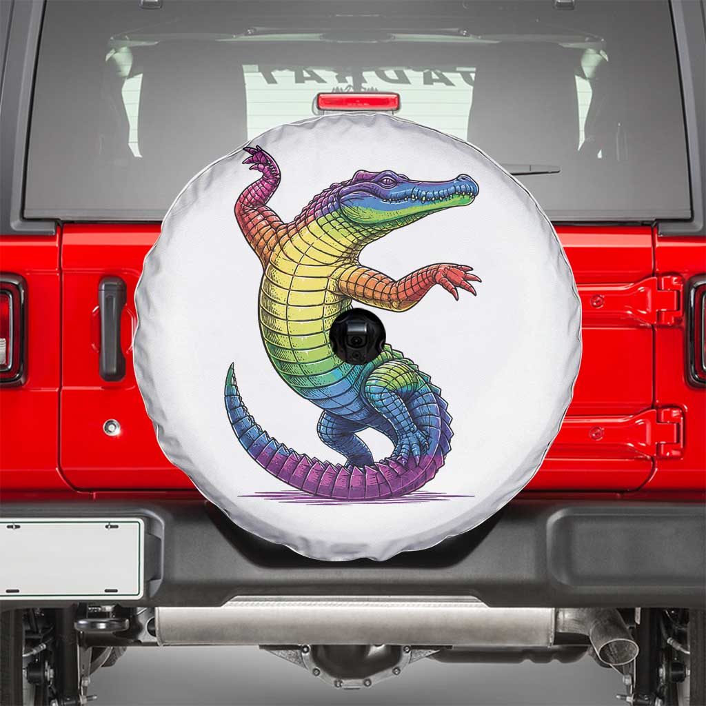 Funny Rainbow Gator LGBTQ Pride Support Spare Tire Cover