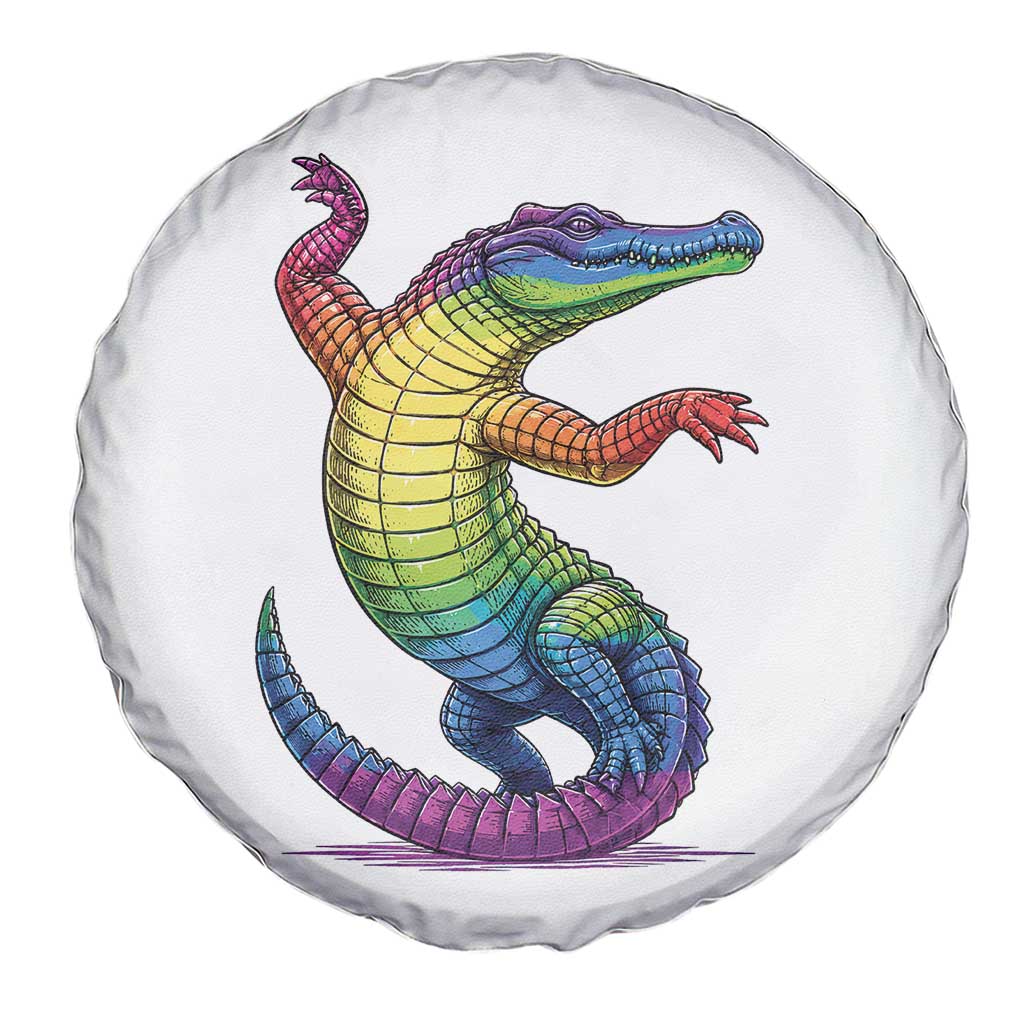 Funny Rainbow Gator LGBTQ Pride Support Spare Tire Cover