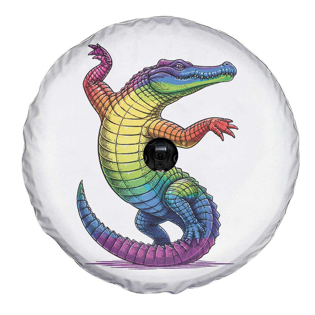 Funny Rainbow Gator LGBTQ Pride Support Spare Tire Cover