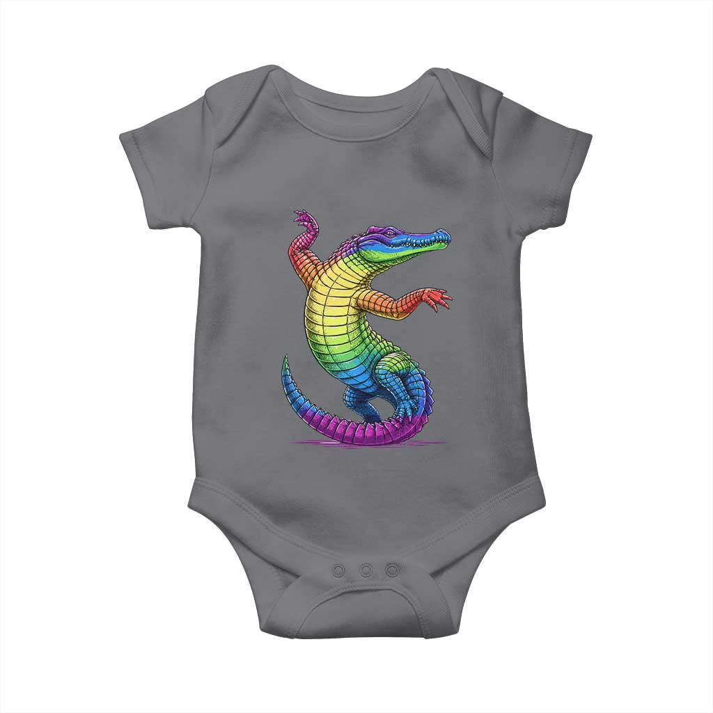 Funny Rainbow Gator LGBTQ Pride Support Baby Onesie