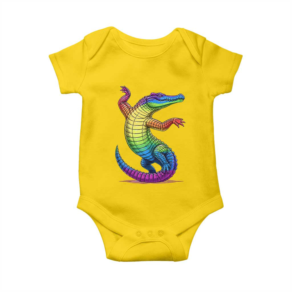 Funny Rainbow Gator LGBTQ Pride Support Baby Onesie