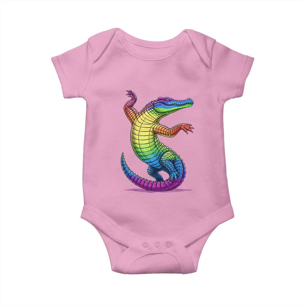 Funny Rainbow Gator LGBTQ Pride Support Baby Onesie
