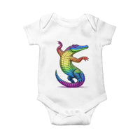 Funny Rainbow Gator LGBTQ Pride Support Baby Onesie