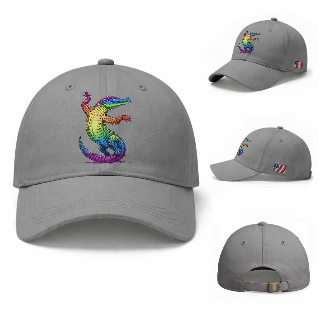 Funny Rainbow Gator LGBTQ Pride Support Baseball Cap