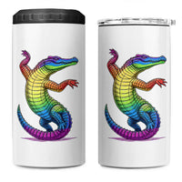 Funny Rainbow Gator LGBTQ Pride Support 4 in 1 Can Cooler Tumbler