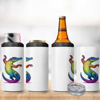 Funny Rainbow Gator LGBTQ Pride Support 4 in 1 Can Cooler Tumbler